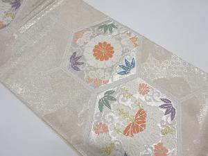 リサイクル　亀甲に桐・菊模様織り出し袋帯